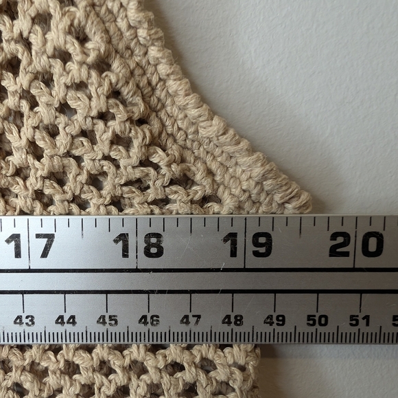 Vintage Medium Beaded Macrame Tan Beige Button Front V-neck Women's Vest *FLAWS - Picture 12 of 12